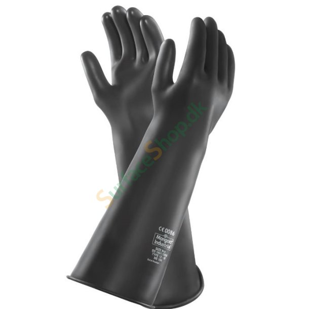 Handsker, kraftig sort latex, glatte, 610 mm